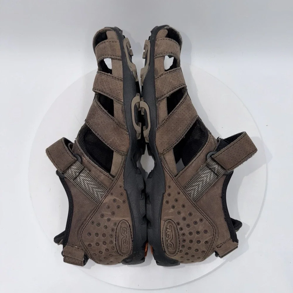 Teva Sampago Fisherman Sandals Mens Size 9 Brown Leather Hiking Camping Gorpcore